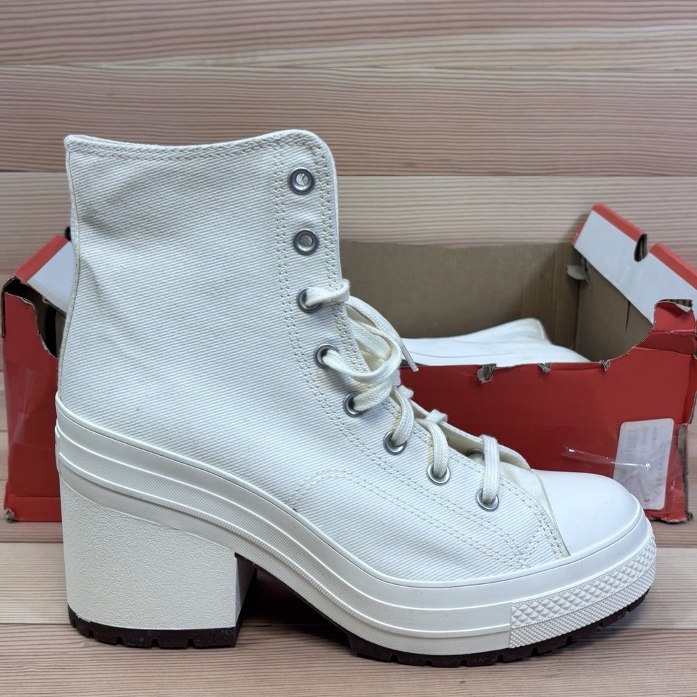Converse Chuck 70 De Luxe Heel White Chunky Platform Shoe Men 9.5 Women Sz 11.5